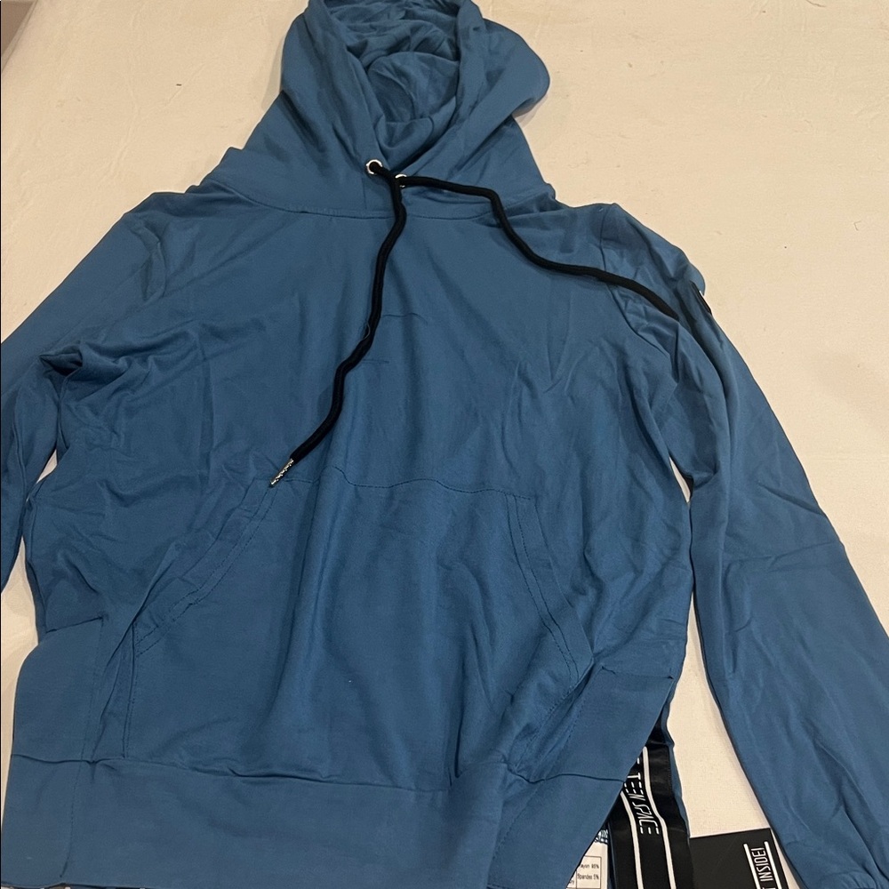 Blue Hoodie with Drawstring